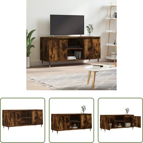 Madera contrachapada -  Mueble de TV madera de ingeniería roble ahumado 104x35x50 cm