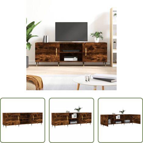 Madera contrachapada -  Mueble de TV madera de ingeniería roble ahumado 150x30x50 cm