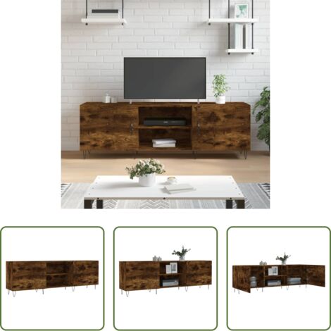 Madera contrachapada -  Mueble de TV madera de ingeniería roble ahumado 150x30x50 cm