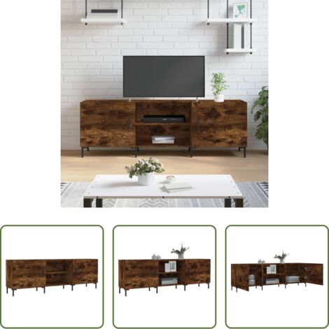 Madera contrachapada -  Mueble de TV madera de ingeniería roble ahumado 150x30x50 cm