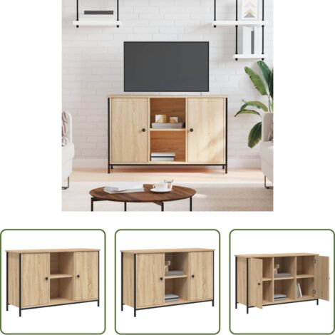 Madera contrachapada -  Mueble de TV madera de ingeniería roble Sonoma 100x35x65 cm