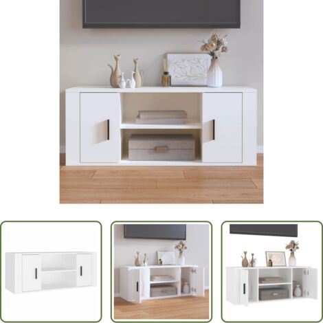 Madera contrachapada -  Mueble para TV madera contrachapada blanco 100x35x40 cm