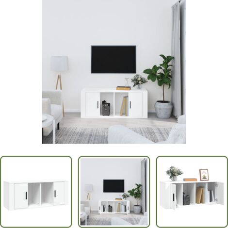 Madera contrachapada -  Mueble para TV madera contrachapada blanco 100x35x40 cm