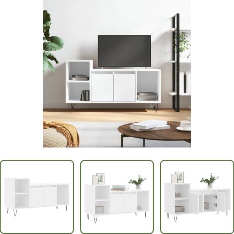 Madera contrachapada -  Mueble para TV madera contrachapada blanco 100x35x55 cm