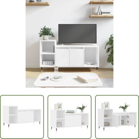Madera contrachapada -  Mueble para TV madera contrachapada blanco 100x35x55 cm