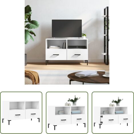 Madera contrachapada -  Mueble para TV madera contrachapada blanco 80x36x50 cm