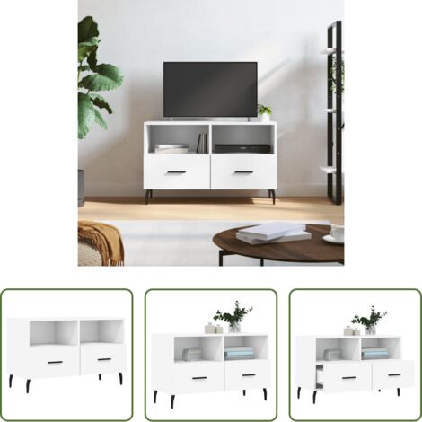 Madera contrachapada -  Mueble para TV madera contrachapada blanco 80x36x50 cm