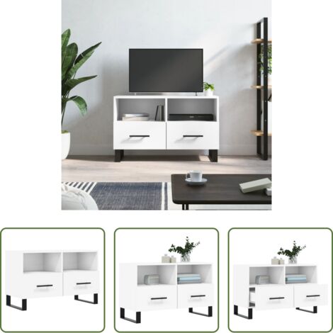 Madera contrachapada -  Mueble para TV madera contrachapada blanco 80x36x50 cm