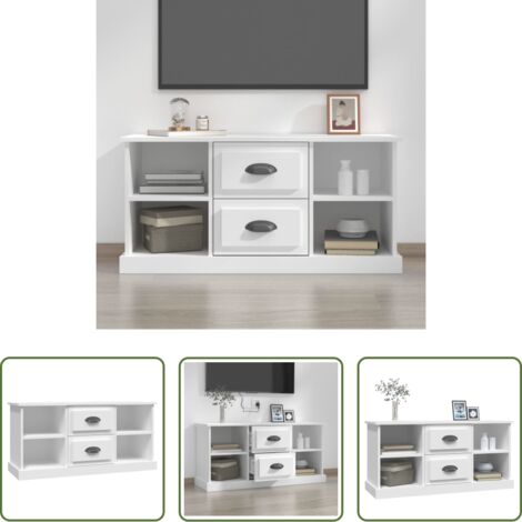 Madera contrachapada -  Mueble para TV madera contrachapada blanco 99,5x35,5x48 cm