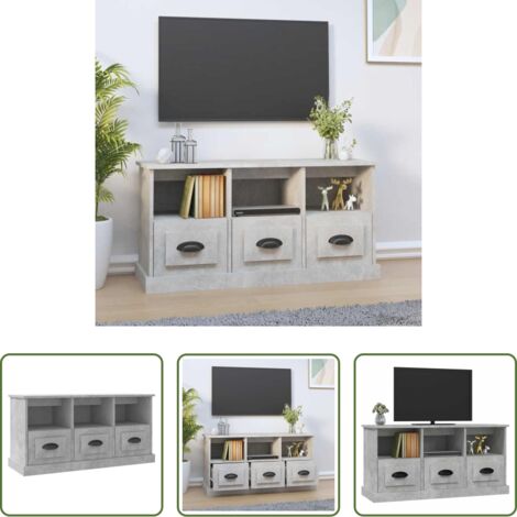 Madera contrachapada -  Mueble para TV madera contrachapada gris hormigón 100x35x50 cm