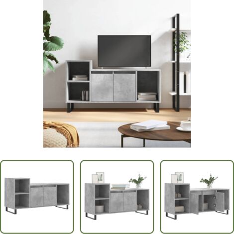 Madera contrachapada -  Mueble para TV madera contrachapada gris hormigón 100x35x55 cm