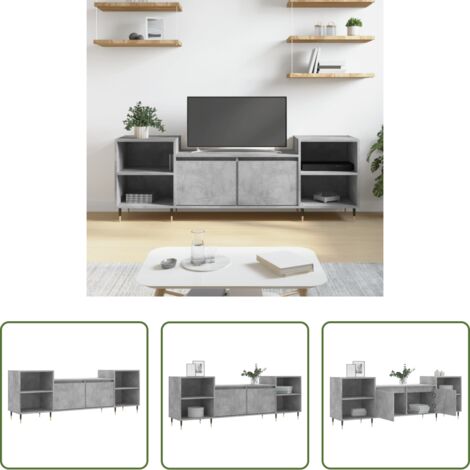 Madera contrachapada -  Mueble para TV madera contrachapada gris hormigón 160x35x55 cm