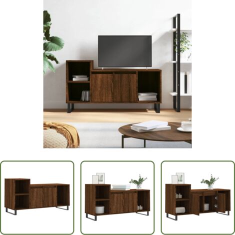 Madera contrachapada -  Mueble para TV madera contrachapada marrón roble 100x35x55 cm