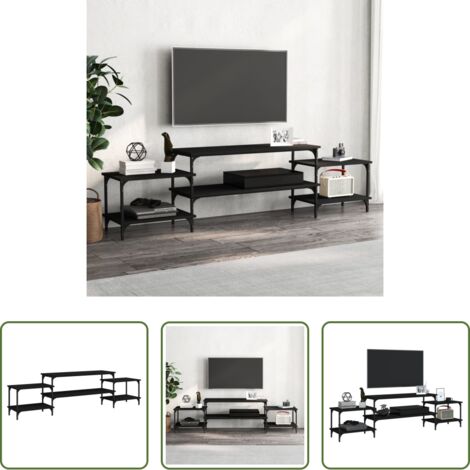 Madera contrachapada -  Mueble para TV madera contrachapada negro 197x35x52 cm