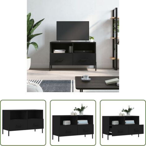 Madera contrachapada -  Mueble para TV madera contrachapada negro 80x36x50 cm