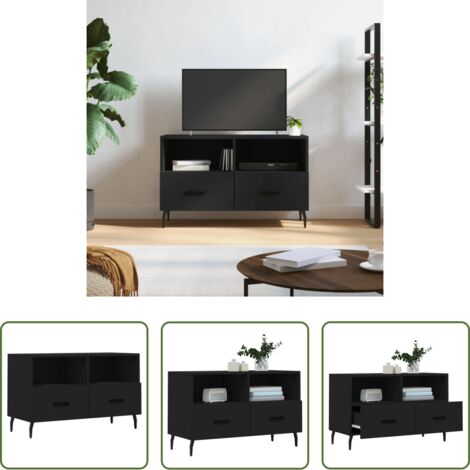 Madera contrachapada -  Mueble para TV madera contrachapada negro 80x36x50 cm