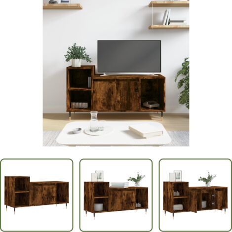 Madera contrachapada -  Mueble para TV madera contrachapada roble ahumado 100x35x55 cm