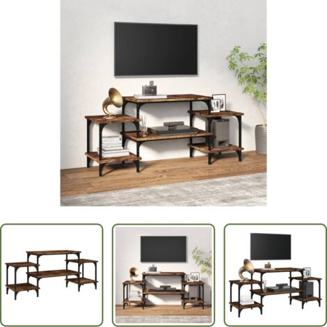 Madera contrachapada -  Mueble para TV madera contrachapada roble ahumado 117x35x52 cm