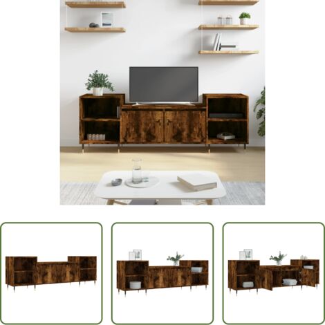 Madera contrachapada -  Mueble para TV madera contrachapada roble ahumado 160x35x55 cm