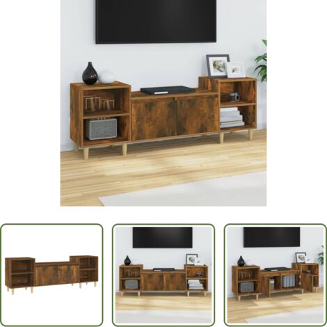 Madera contrachapada -  Mueble para TV madera contrachapada roble ahumado 160x35x55 cm