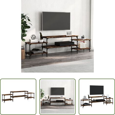 Madera contrachapada -  Mueble para TV madera contrachapada roble ahumado 197x35x52 cm