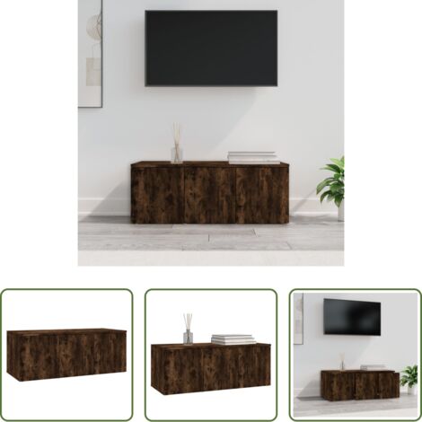 Madera contrachapada -  Mueble para TV madera contrachapada roble ahumado 80x34x30 cm