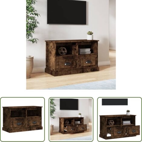Madera contrachapada -  Mueble para TV madera contrachapada roble ahumado 80x35x50 cm