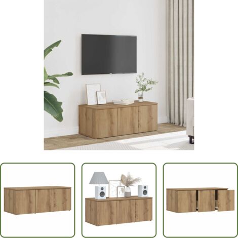 Madera contrachapada -  Mueble para TV madera contrachapada roble artisan 80x34x30 cm