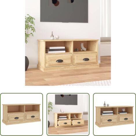 Madera contrachapada -  Mueble para TV madera contrachapada roble Sonoma 93x35,5x45 cm
