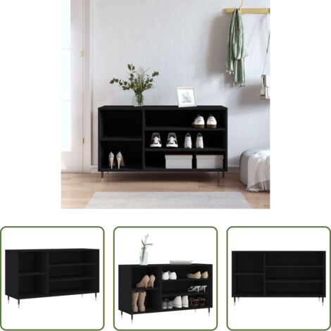 Madera contrachapada -  Mueble zapatero madera contrachapada negro 102x36x60 cm