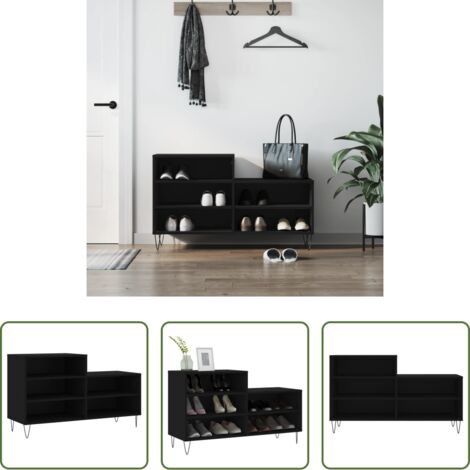 Madera contrachapada -  Mueble zapatero madera contrachapada negro 102x36x60 cm