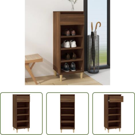 Madera contrachapada -  Mueble zapatero madera contrachapada roble marrón 40x36x105 cm
