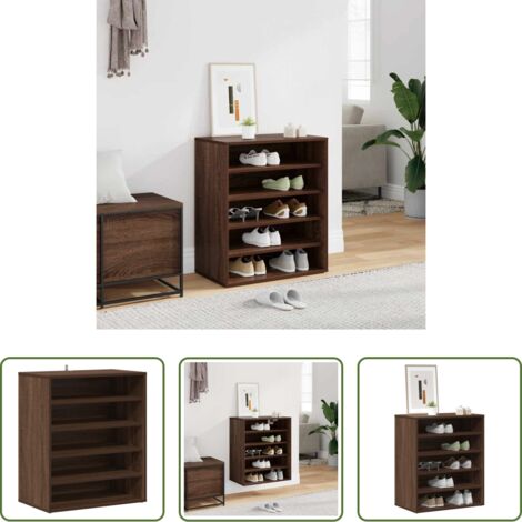Madera contrachapada -  Mueble zapatero madera contrachapada roble marrón 60x35x70 cm