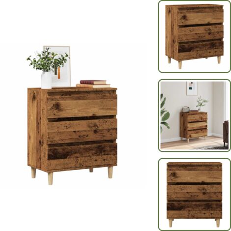 Madera contrachapada - vidaXL Aparador de madera contrachapada envejecida 60x35x70 cm - Mueble decorativo