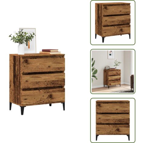 Madera contrachapada - vidaXL Aparador de madera contrachapada envejecida 60x35x70 cm - Mueble decorativo
