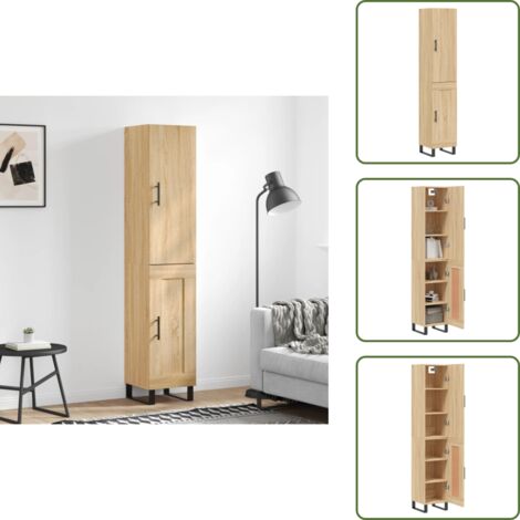 Madera contrachapada - vidaXL Aparador de madera contrachapada roble Sonoma 34,5x34x180 cm - Aparador roble Sonoma