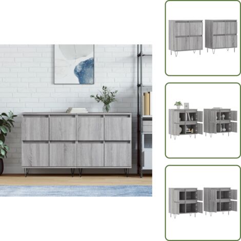 Madera contrachapada - vidaXL Aparadores 2 uds madera contrachapada gris Sonoma - Armario