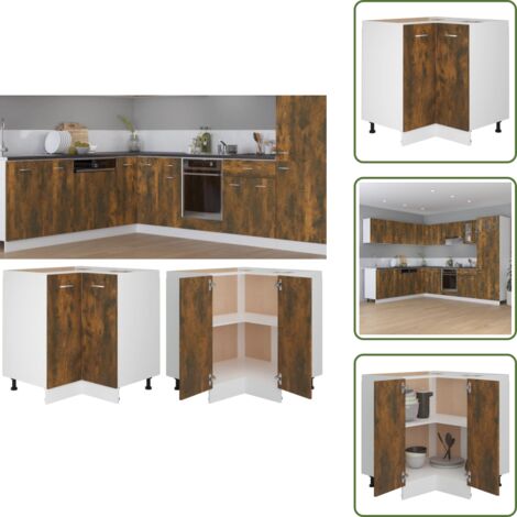 Madera contrachapada - vidaXL Armario de cocina "Lyon" de roble ahumado, 75,5 x 75,5 x 81,5 cm, madera de ingeniería, - Armario Lyon