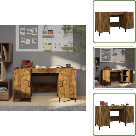 Madera contrachapada - vidaXL Escritorio madera contrachapada roble ahumado 140x50x75 cm - Escritorio multifuncional