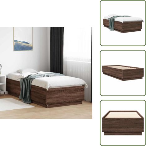 Madera contrachapada - vidaXL Estructura de cama madera de ingeniería marrón roble 100x200 cm - Cama moderna