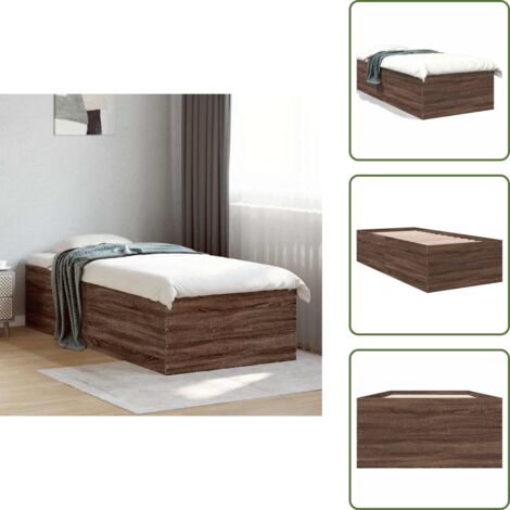 Madera contrachapada - vidaXL Estructura de cama madera de ingeniería roble marrón 90x200 cm - Soporte para colchón