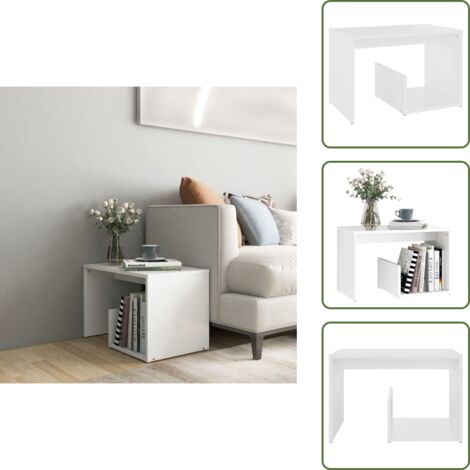 Madera contrachapada - vidaXL Mesa auxiliar de madera contrachapada blanco 59x36x38 cm - Mesa blanca