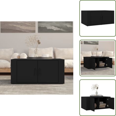 Madera contrachapada - vidaXL Mesa de centro madera contrachapada negro 80x50x36 cm - Mesa de centro negra