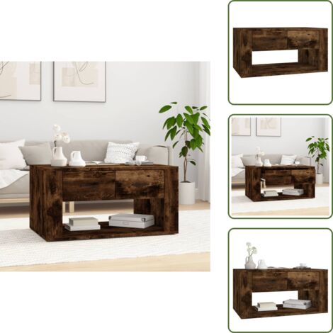 Madera contrachapada - vidaXL Mesa de centro madera contrachapada roble ahumado 80x50x40 cm - Mesa de centro roble ahumado
