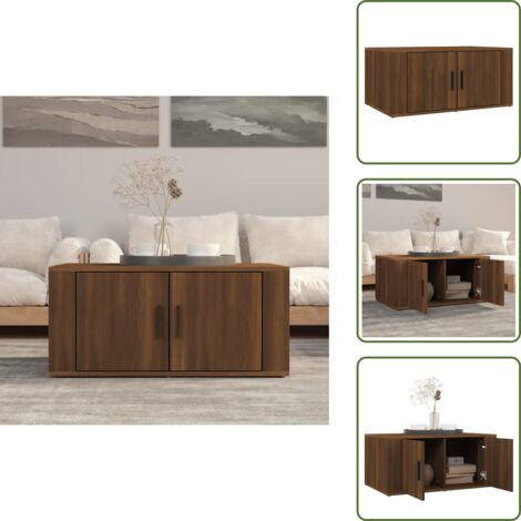 Madera contrachapada - vidaXL Mesa de centro madera contrachapada roble marrón 80x50x36 cm - Mesa de almacenamiento