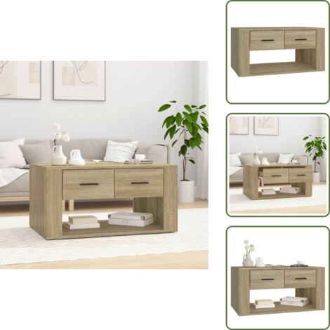 Madera contrachapada - vidaXL Mesa de centro madera contrachapada roble Sonoma 80x50x40 cm - Mesa de centro roble