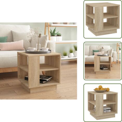 Madera contrachapada - vidaXL Mesa de centro madera de ingeniería roble Sonoma 40x40x43 cm - Mesa de centro roble