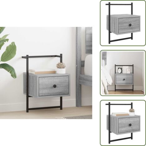Madera contrachapada - vidaXL Mesita de noche de pared gris Sonoma 35x30x51 cm - Mesita de noche gris Sonoma