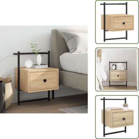 Madera contrachapada - vidaXL Mesita de noche de pared roble Sonoma 35x30x51 cm - Diseño de pared