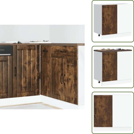 Madera contrachapada - vidaXL Mueble bajo de cocina Lucca madera contrachapada roble ahumado - Cocina organizada